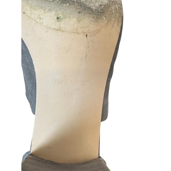 NINE WEST Groovy Go Suede Block Heels Cutout & Buckle Gray Taupe Greige Size 8 - Picture 3 of 10